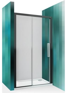 dušas durvis ECD2L, 1400 mm, h=2050, kreisā puse, melns/caurspīdīgs stikls